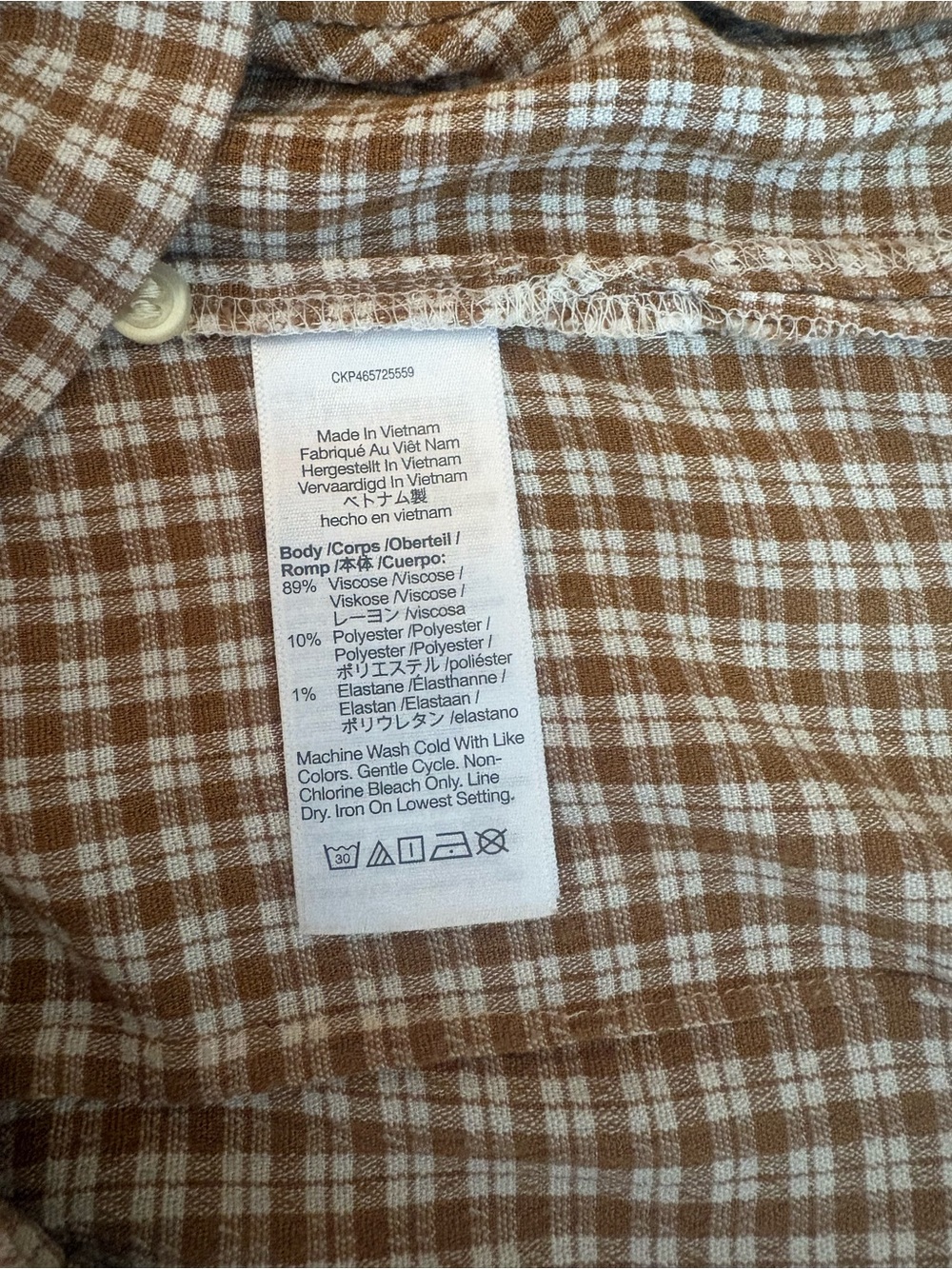 Madewell Tan and Cream Plaid Gingham Button-Up Shirt - Picture 6 of 6